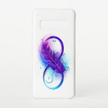 Infinity with Purple Feather Samsung Galaxy S10 Hülle<br><div class="desc">Infinity symbol with a beautiful feather painted in purple and blue bright colors on white background.</div>