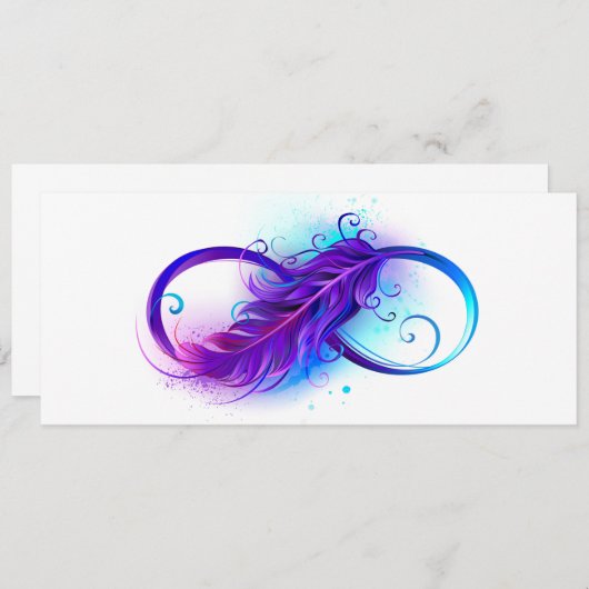 Infinity with Purple Feather Save The Date (Vorne/Hinten)