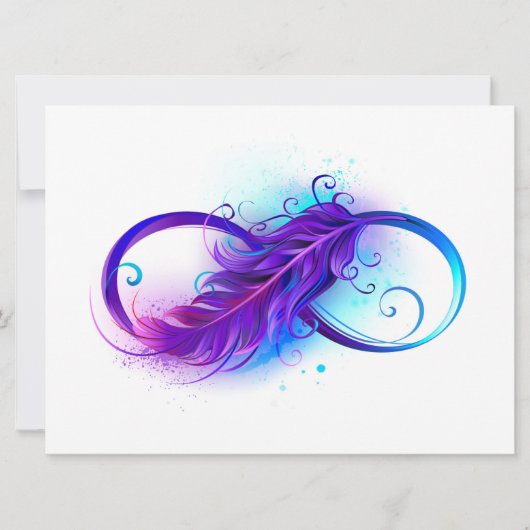Infinity with Purple Feather Save The Date (Vorderseite)