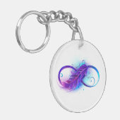 Infinity with Purple Feather Schlüsselanhänger (Vorderseite links)