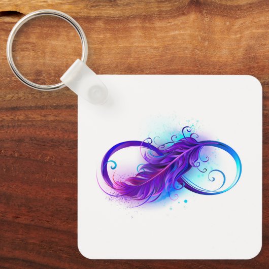 Infinity with Purple Feather Schlüsselanhänger (Vorderseite)