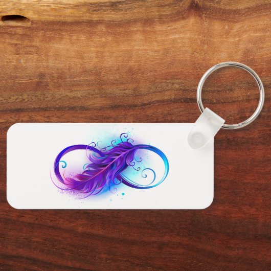 Infinity with Purple Feather Schlüsselanhänger (Vorderseite)