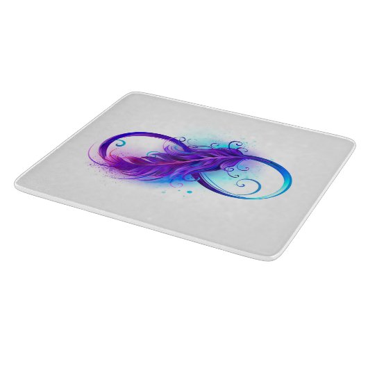 Infinity with Purple Feather Schneidebrett (Ecke)