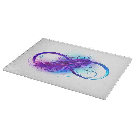 Infinity with Purple Feather Schneidebrett (Ecke)