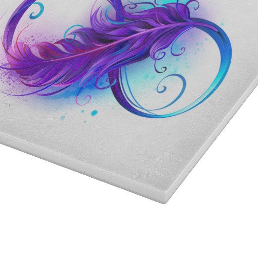 Infinity with Purple Feather Schneidebrett (Ecke)