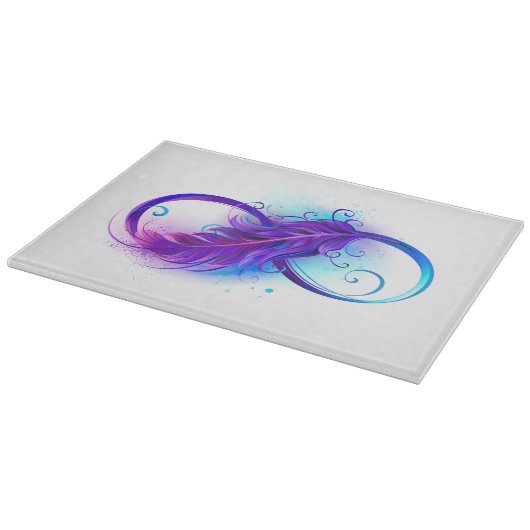 Infinity with Purple Feather Schneidebrett (Ecke)