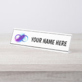 Infinity with Purple Feather Schreibtischnamensplakette (Vorderseite )