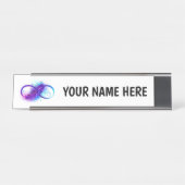 Infinity with Purple Feather Schreibtischnamensplakette (Vorderseite )