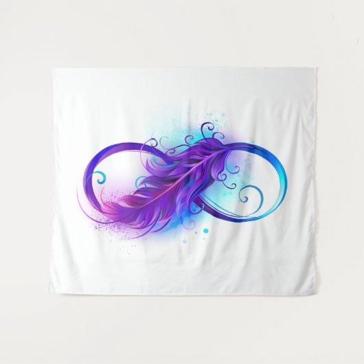 Infinity with Purple Feather Wandteppich (Vorderseite (Horizontal))