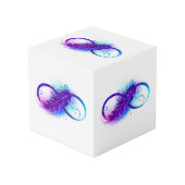 Infinity with Purple Feather Würfel (Vorderseite Schrägansicht)