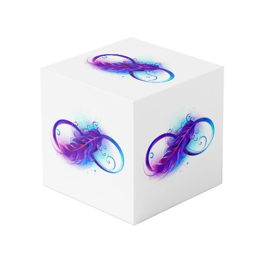 Infinity with Purple Feather Würfel (Vorderseite Schrägansicht)