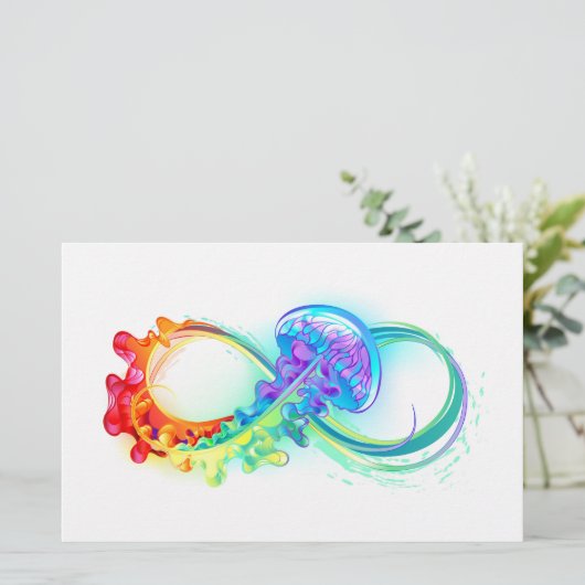 Infinity with Rainbow Jellyfish Briefpapier (Stehend Vorderseite)