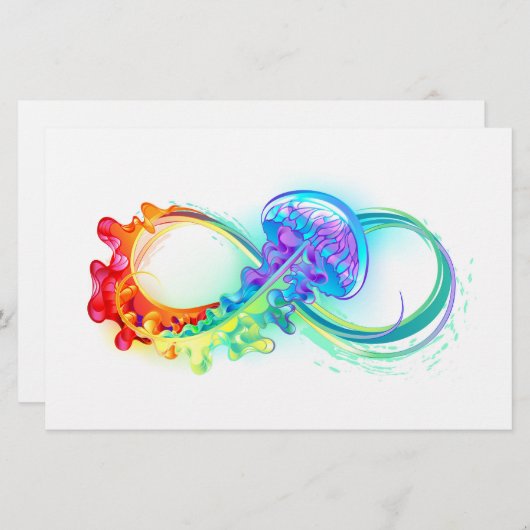 Infinity with Rainbow Jellyfish Briefpapier (Vorne/Hinten)