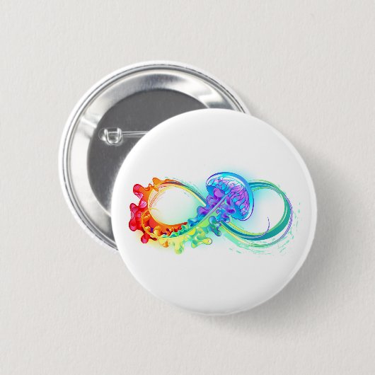 Infinity with Rainbow Jellyfish Button (Vorne & Hinten)