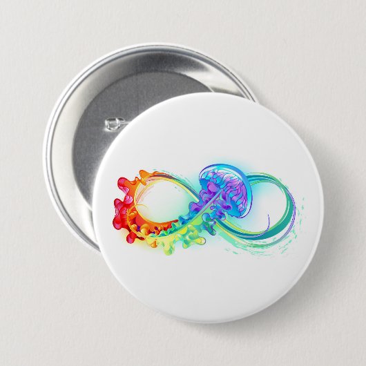Infinity with Rainbow Jellyfish Button (Vorne & Hinten)