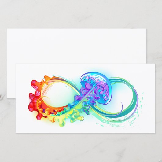 Infinity with Rainbow Jellyfish Dankeskarte (Vorne/Hinten)