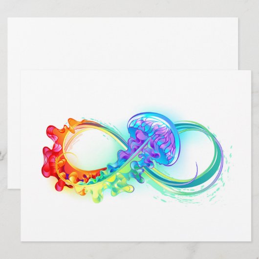Infinity with Rainbow Jellyfish Einladung (Vorne/Hinten)