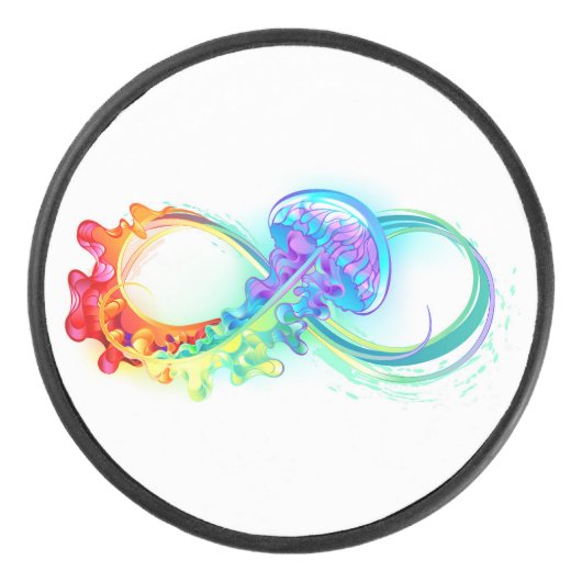 Infinity with Rainbow Jellyfish Eishockey Puck (Vorderseite)
