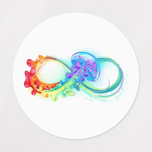 Infinity with Rainbow Jellyfish Etiketten (Design 1)
