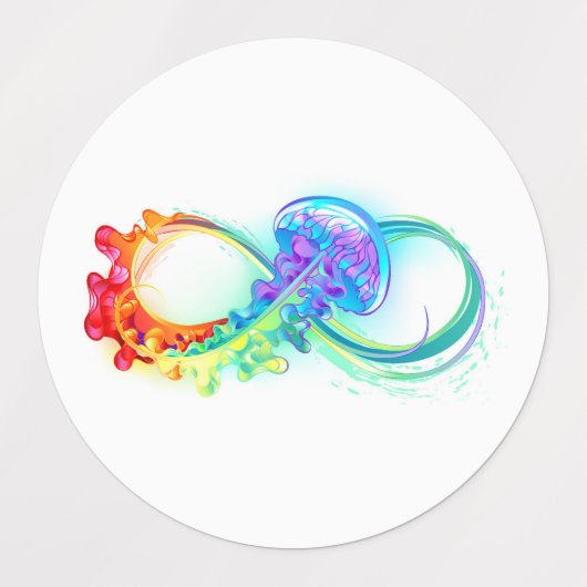 Infinity with Rainbow Jellyfish Etiketten (Design 1)