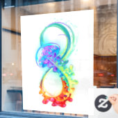 Infinity with Rainbow Jellyfish Fensteraufkleber (Café-Fenster)