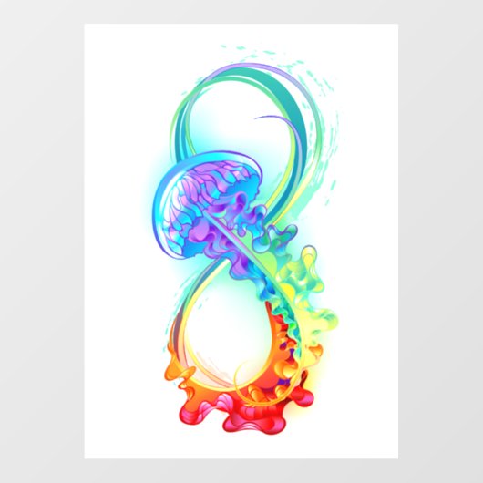 Infinity with Rainbow Jellyfish Fensteraufkleber (Blatt)