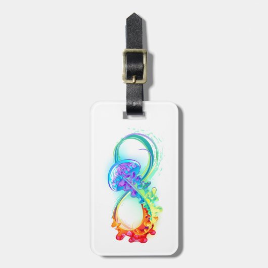 Infinity with Rainbow Jellyfish Gepäckanhänger (Vorderseite vertikal)