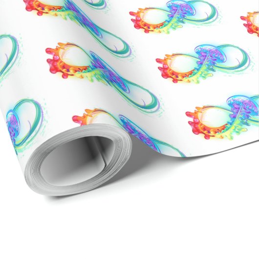 Infinity with Rainbow Jellyfish Geschenkpapier (Rolleneckpunkt)