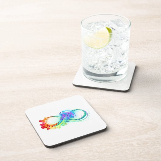 Infinity with Rainbow Jellyfish Getränkeuntersetzer (Rechte Seite)
