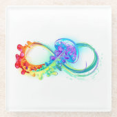 Infinity with Rainbow Jellyfish Glasuntersetzer (Vorderseite)