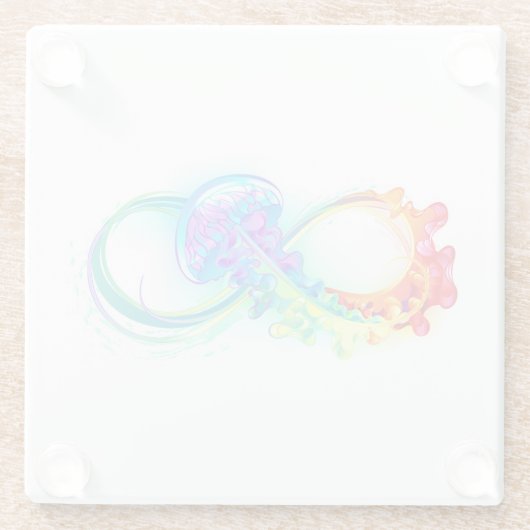 Infinity with Rainbow Jellyfish Glasuntersetzer (Rückseite)