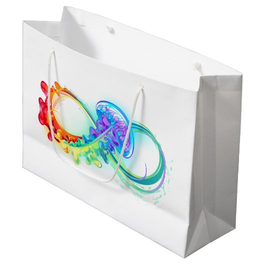 Infinity with Rainbow Jellyfish Große Geschenktüte (Vorderseite Schrägansicht)