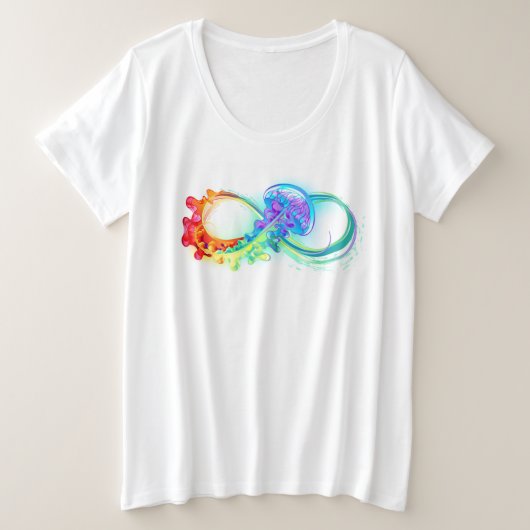 Infinity with Rainbow Jellyfish Große Größe T-Shirt (Design vorne)