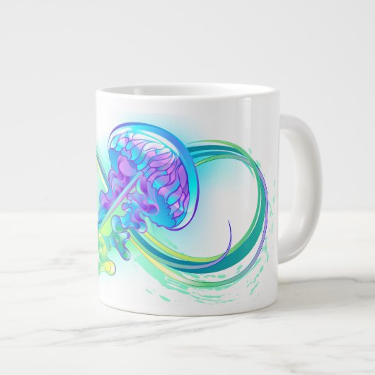 Infinity with Rainbow Jellyfish Jumbo-Tasse (Vorderseite Rechts)
