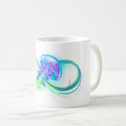 Infinity with Rainbow Jellyfish Kaffeetasse (VorderseiteRechts)