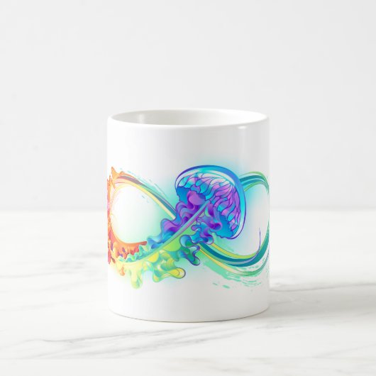 Infinity with Rainbow Jellyfish Kaffeetasse (Mittel)