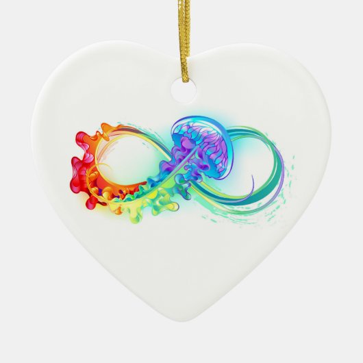 Infinity with Rainbow Jellyfish Keramik Ornament (Vorne)