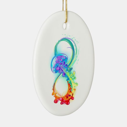 Infinity with Rainbow Jellyfish Keramik Ornament (Rechts)