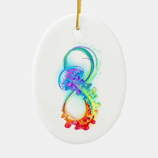 Infinity with Rainbow Jellyfish Keramik Ornament (Vorne)