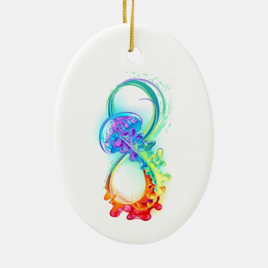 Infinity with Rainbow Jellyfish Keramik Ornament (Hinten)