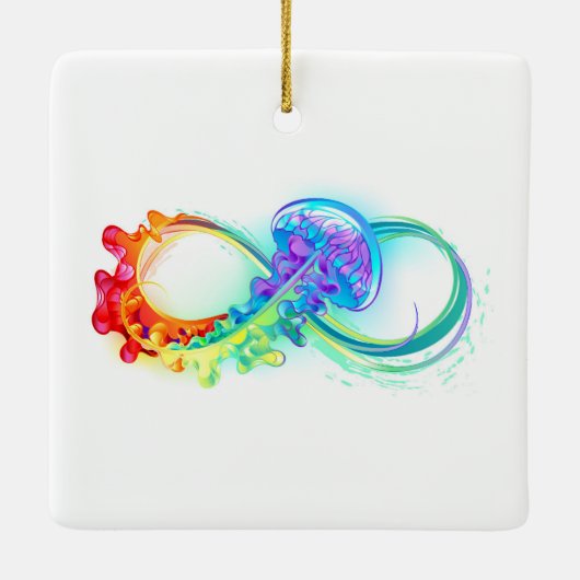 Infinity with Rainbow Jellyfish Keramikornament (Rückseite)