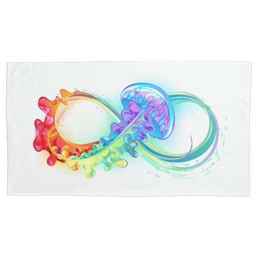 Infinity with Rainbow Jellyfish Kissenbezug (Vorderseite-Links)
