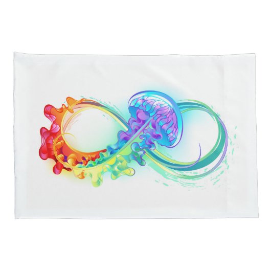 Infinity with Rainbow Jellyfish Kissenbezug (Rückseite-Rechts)