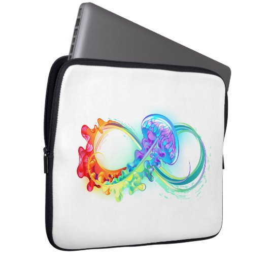 Infinity with Rainbow Jellyfish Laptopschutzhülle (Vorne Rechts)