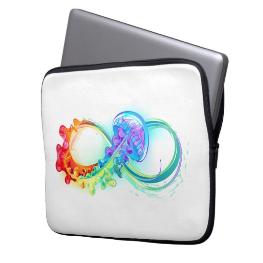 Infinity with Rainbow Jellyfish Laptopschutzhülle (Vorderseite Links)
