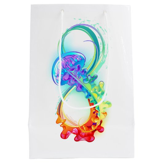 Infinity with Rainbow Jellyfish Mittlere Geschenktüte (Rückseite)