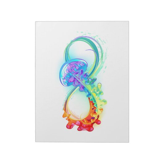 Infinity with Rainbow Jellyfish Notizblock (Rotiert)