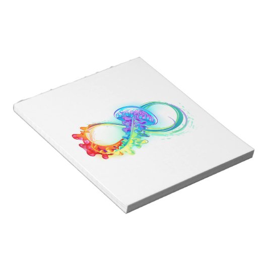 Infinity with Rainbow Jellyfish Notizblock (angewinkelt)
