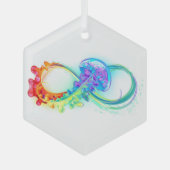Infinity with Rainbow Jellyfish Ornament Aus Glas (Vorderseite)