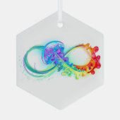 Infinity with Rainbow Jellyfish Ornament Aus Glas (Rückseite)